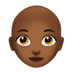 👩🏾‍🦲 woman: medium-dark skin tone, bald display on Apple